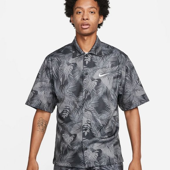 Nike Shirts Nike Mens Drifit Buttonup Camp Shirt Do66512 Black Grey